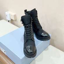 Botas de Mujer Moda Negros con Cremallera Lateral y Suela Gruesa Antideslizante - Punta Redonda - Negro - Ver 3