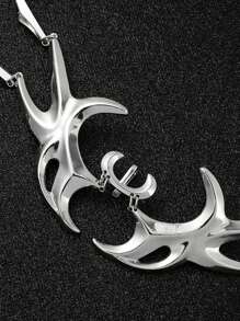 2 piezas Máscara de media cara estilo ciberpunk gótico, máscara punk para juego de roles, decoración de fiestas, joyería asimétrica de metal unisex, cadena de cara de acero líquido plateado para mujeres y hombres en Halloween