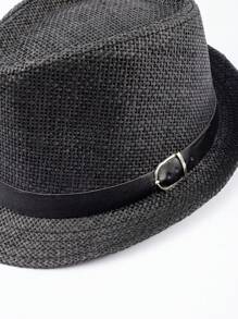 1pc Solid Color Bohemian Style Teardrop Straw Hat, Unisex Jazz Cap, Versatile For Commute & All Seasons