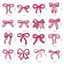 50 件粉色蝴蝶结刺绣布贴、服装和包包装饰贴纸，适用于 T 恤 DIY、春季和夏季 - 9066+9067 - 查看 3