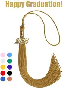 1件毕业纯色流苏，配金色日期吊饰。每个流苏都配有一个年份吊饰，让您自豪地展示您取得成就的具体年份。纯色流苏是完美的配饰，可为您的造型锦上添花，也是您成功的永恒纪念。多种颜色可选。(2025) - 彩色 - 查看 2