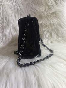 Women's Crocodile Shoulder Bag With Crossbody Strap And Swivel Closure - Hitam - View 3