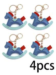 1 Piece/4 Pieces Leather Key Chains With Women Pendant, Cartoon Horse Swaying Key Chains, Creative Wealth Horse Pendant, Cute Animal Accessories, Decorations, Gifts, Bag Decorations, Cute Little Horse Key Chains - Soft Brown Faux Leather, Suitable For Mother's Day And Father's Day Gifts, Car Key Accessories, Bag Decorations