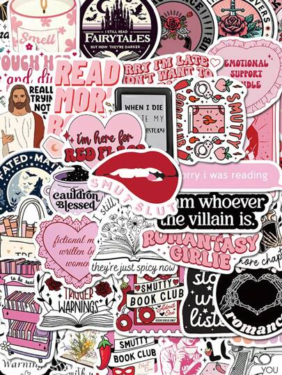 SCXXBSW 50pcs Romantic Reading Cartoon Graffiti Stickers Decorative Water Cups Notebook Luggage Waterproof Stickers