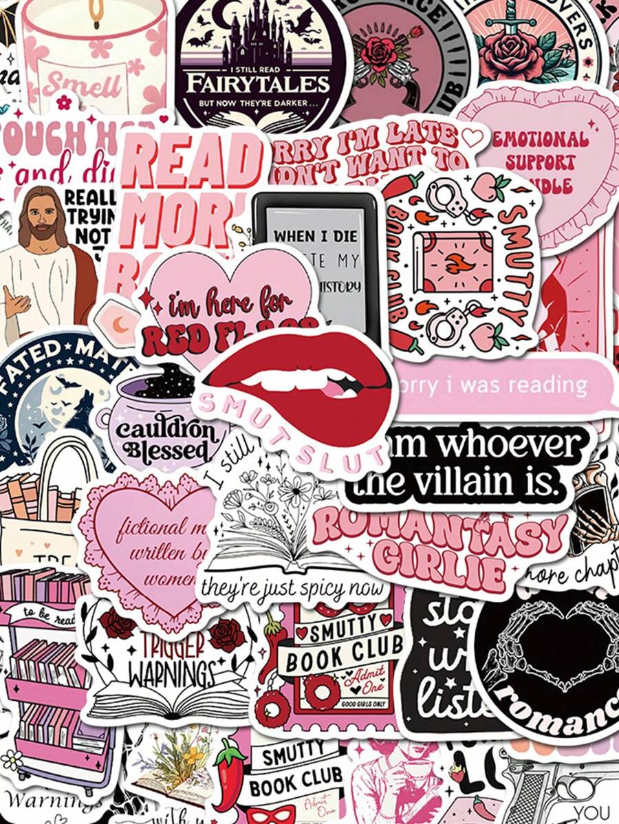 SCXXBSW 50pcs Romantic Reading Cartoon Graffiti Stickers Decorative Water Cups Notebook Luggage Waterproof Stickers