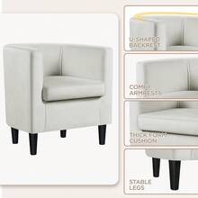 Velvet Accent Chair, Modern And Comfortable Armchairs, Upholstered Barrel Sofa Chair For Living Room Bedroom Waiting Room, Beige, 2pcs