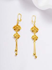 2 件时尚镂空花朵设计 24K 镀金耳环，送给女朋友、妻子、朋友、节日、生日的礼物，适合女士和女孩日常和节日佩戴 - 花型 - 查看 5