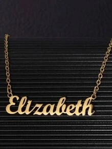 1pc Customized Name Necklace, Gold/Silver Stainless Steel Personalized Simple DIY Pendant Necklace, Suitable For Daily Wear, Party, Christmas, All Season Elegant And Hip-Hop Style - Gold - View 7