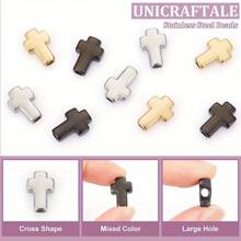 MAGICALCUTDIE 2boxes About 49pcs 304 Stainless Steel Beads Cross Mixed Color 14~15x10x4mm Hole: 2.7mm Flat Round Earring Studs For Jewelry Making 8mm Stainless Steel Stud Earring With Earring Backs Textured Earring Posts With Hole For Earrings Making - 彩色 - 查看 5