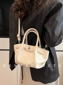 low tea 1pc Solid Color PU Leather Women Shoulder Bag, Casual Fashion Design With Zipper Closure, Suitable For Travel, Shopping, Dating, Women's Gift, Fit For Teenagers, College Girls, And Young Professionals, Great For Office, School, Work, Business, Commute, Outdoor, Travel, Picnic (Sold With Pendant)