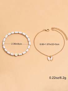 2PCS European And American Beach Style Butterfly Pendant Multi-Layer Anklet Simple Elegant Anklet Suitable For Holiday Parties Wear To Give Women Holiday Gifts - Anklet Set - View 6