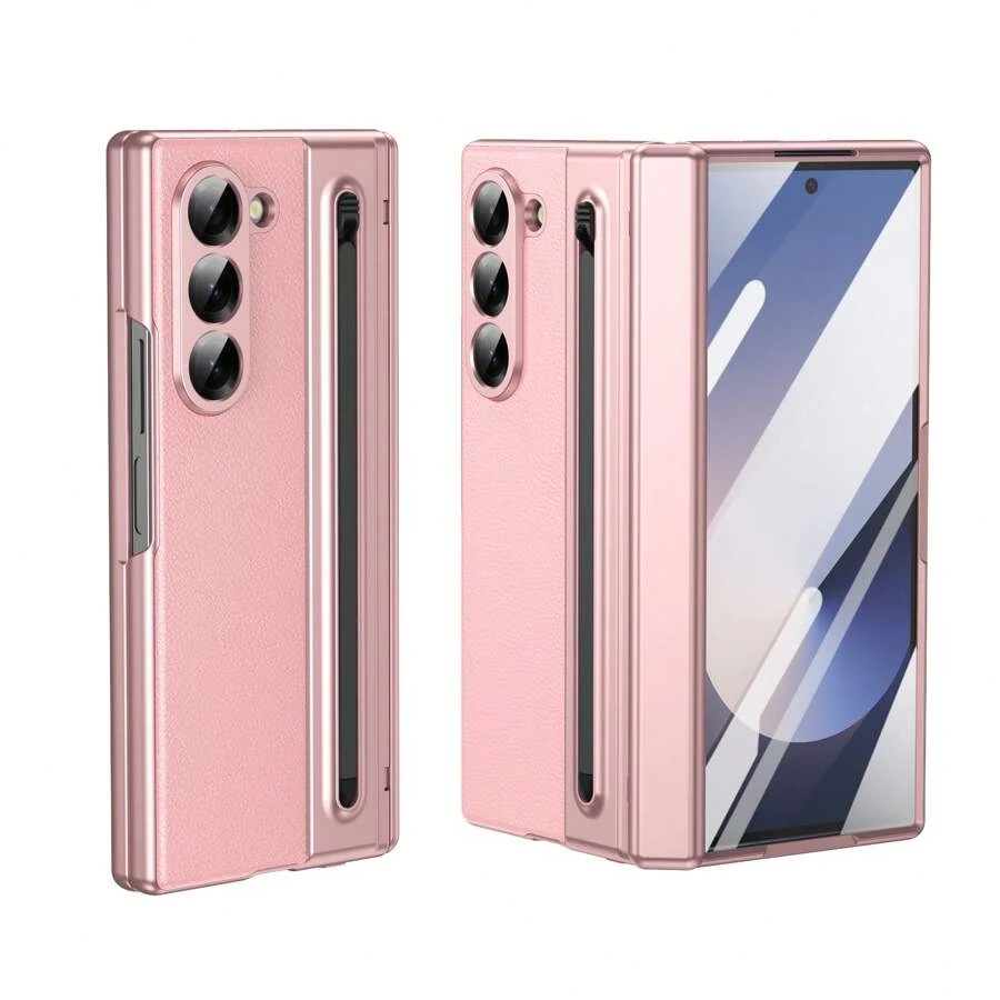 VIETAO Funda de teléfono compatible con Galaxy Z Fold6 con protección de bisagra para S Pen integrado, protector de pantalla, funda ultra delgada a prueba de golpes compatible con Samsung Z Fold 7 6 5 4, resistente al agua, a caídas y a arañazos - Rosa - Ver 1
