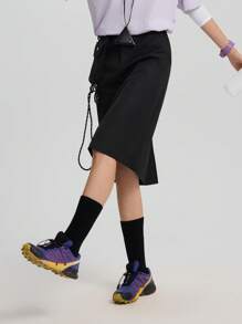 TECTOP 1pc Women's Outdoor Cargo Skirt With Detachable Pouch, Slimming Mid-Length Casual Sports Straight Skirt, Spring/Summer
