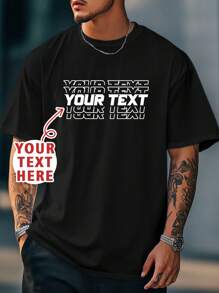 Customizable Personalized Text Men's T-Shirt, Customize Your Text, Name, Customized Baby/Friend/Idol/Couple/Family/Party/School/Sports/Pet Love Text Print, Logo/Business/Company Party Uniform Ornamental,Dawg Stylish,Fashion,Hipster,Contracted,Easy Costume,Modest Fashion,Minimal Chic,Casual Custom,Unique,Personalized Ideal Gifts For Him Family,Boyfriend,Friends,Children For Anniversaries,For Birthdays,For Holiday/Vacation,Easy Comfort