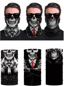Outdoor Sports Skeleton Pattern Multifunctional Neck Gaiter, Face Mask, Headband - UV Protection, Breathable, Warm, Windproof, Suitable For Fishing, Cycling - Multicolor - View 1