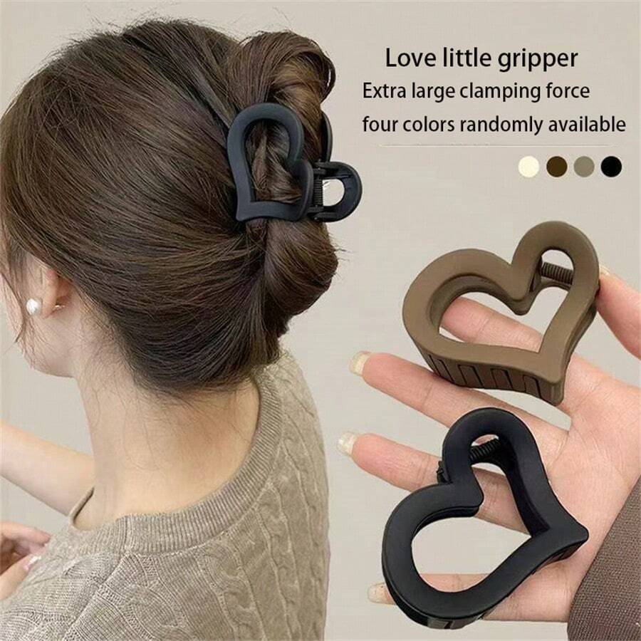 2pcs Love Small Catching Female Adult Back Of Head Half Hairpin Hair Claw Hairclip (Random Color) - Multicolor - View 1