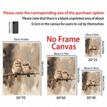 1 bức tranh vải canvas phong cách cổ điển hình chú chim non màu nước trên cành cây có khung gỗ - tông màu trung tính, nền có họa tiết, tranh treo tường sẵn sàng để trang trí phòng khách và phòng ngủ, quà tặng lý tưởng, đồ trang trí chim - 1 cái - Xem 2
