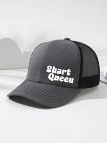 1 款男女通用“Shart Queen”字母印花网眼棒球帽，户外太阳帽，礼物，可调节，卡车司机帽适合日常佩戴 - A - 查看 10