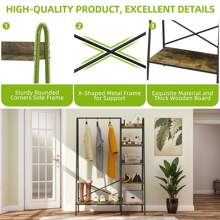 Yitahome Coat Rack Stand With Shoe Storage, Industrial Hall Tree With 5 Shelves Garment Rack Open Wardrobe Clothes Rail For Bedroom Hallway Entryway - Brown - View 3