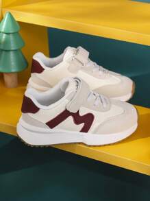 Infant Fashionable Casual Soft Bottom Comfortable Contrast-Color Letter Patchwork Hook And Loop Sport Shoes - Red - View 3