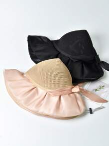 新款时尚女士渔夫帽，防晒，系带，可爱蝴蝶结设计，百搭，适合夏季 - A - 查看 6