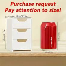 1 个 3 层白色抽屉式收纳盒，多功能办公用品，PP 材质收纳盒，用于零食、玩具、珠宝、化妆品、桌面收纳盒，适用于办公桌、书房、学校，完美的复活节礼物