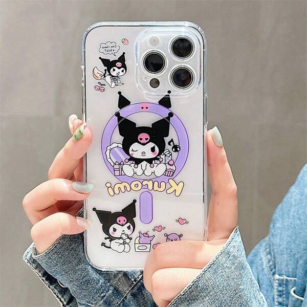 Sanrio 1 Stück süße Kuromi Cartoon Sanrio Charakterserie Handyhülle mit Kameroschutzdesign kompatibel mit iPhone Serie (kompatibel mit iPhone 11 Pro Max/12 Pro Max/13 Pro Max/14 Pro Max/15 Pro Max, iPhone 16 Plus/16 Pro Max)