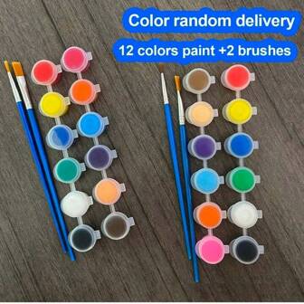 Set de 12 couleurs de peinture acrylique pour enfants avec 6 pinceaux connectés, bâtons de peinture plâtre DIY, idéal pour la remise des diplômes, la rentrée des classes, les cadeaux de Noël, la fête des mères