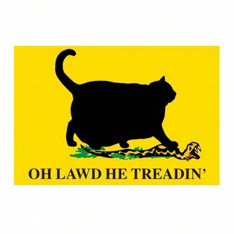 Fat Cat Sticker, "Oh Lawd He Treadin'" Cartoon Animal Sticker, Self-Adhesive, Durable Plastic, For Cars, Trucks, Refrigerators, Suitcases, Windows, Motorcycles, Laptops School Supplies, Back To School