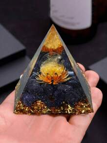 Pyramide pour énergie positive, cristaux de guérison en citrine et pierre de sable bleue orgonite pour réduire le stress, équilibrer les chakras, la guérison Reiki et la méditation. Attire la chance et le succès. Pyramide de cristaux de guérison, générateur d'énergie en cristal d'améthyste pour le yoga, Reiki et la méditation. Pyramide de météorite violette, pyramide de lotus en œil de tigre, pyramide de lotus doré en pierre de sable bleue