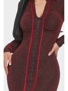 MINI DRESS WITH TRIM DETAILS AND 2 WAY ZIPPER