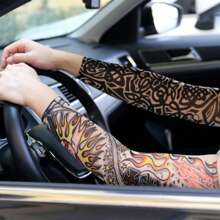 5 paquetes de mangas de tatuaje de flor para el brazo para deportes de equitación y protección solar UV, diseño de desafío definitivo de manga media para hombres y mujeres