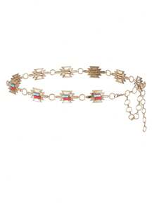 1 件女士蝴蝶链腰带，银色时尚百搭腰链连衣裙配饰，适合衬衫、裙子四季