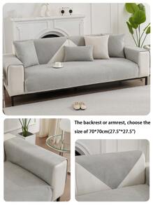 1pc Corn Velvet Solid Color Sofa Cushion, Style Pet Friendly Anti-Dirty Anti-Slip Sofa Cover, Autumn/Winter Anti-Scratch Sofa Protector Suitable For L-Shaped Combination Sofa And 1/2/3/4 Seat Sofa - Light Grey - View 6