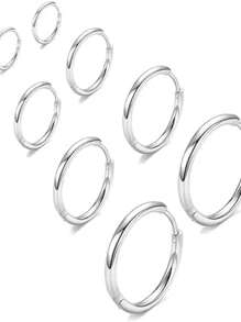 316L Surgical Stainless Steel Huggie Hoop Earrings 6mm 8mm 10mm 11mm 12mm 14mm Hypoallergenic Earrings Hoop Cartilage Helix Lobes Hinged Sleeper Earrings For Men Women