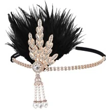 1pc 1920s Style Rhinestone Leaf Headband For Women, Christmas Party Makeup Ball Masquerade, Festive Party Headpiece - A - View 7
