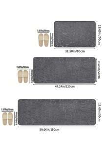 1 件经典四季石纹压花记忆泡沫 PVC 吸水防滑底浴室垫，长浴垫地毯家居浴室装饰户外地毯门垫夏季浴室配件 - 黑色 - 查看 11