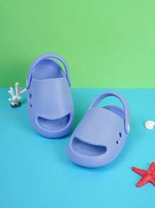 1 双可爱纯色婴儿透气柔软防滑 EVA 沙滩/花园凉鞋，适合幼儿女孩和男孩 - 霧霾藍 - 查看 4