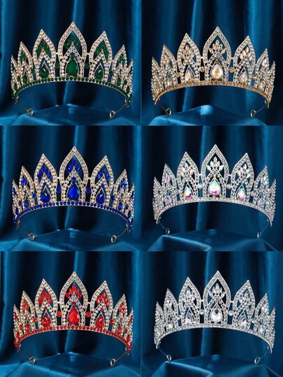 Rhinestone Queen Tiara And Crown, Silver Crystal Bridal Wedding Crown, Princess Tiara For Bride, Bridesmaid, Birthday Party