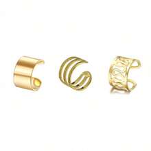 3 件装男士耳夹朋克街头风格镂空设计假穿孔耳环