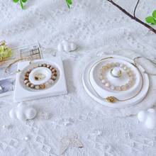 1 件珠宝戒指、手链、耳环展示托盘、多个 INS 风格石膏珠宝支架托盘、高端白色珠宝架，用于珠宝展示、家庭组织、摄影道具、节日礼物、情人节、母亲节旅行收纳整理器