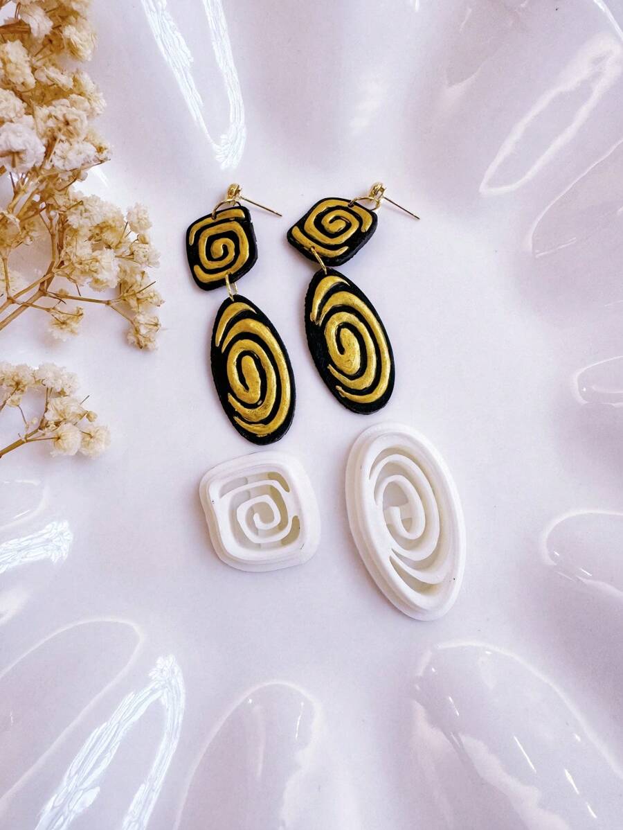 2pcs Classicism Clay Cutter | Elements Clay Cutter | Boho Clay Cutter | Flower Cutters For Earring Making | Clay Earring Cutters | Polymer Clay Tools |Polymer Clay Cutter For Jewelry Making | Jewelry Making Kits - White - View 1