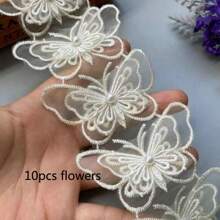 10pcs Pearl Flower Double-Layer Embroidery Patches - Multicolor - View 12