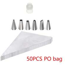 50入組裱花袋、奶油蛋糕烘焙工具和嬰兒食品三角袋 - 白色 - 查看 8