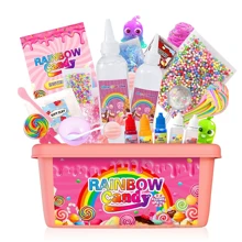 1 盒、彩虹糖玩具套装、一个大桶粘土玩具套装、DIY 史莱姆套装、生日礼物、派对活动、减压玩具、挤压玩具、油灰套装、史莱姆套装、黄油泥、史莱姆、适合 3 岁以上儿童的完美玩具、减压