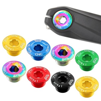 1pc Aluminum Alloy Mountain Bike Crank Arm Cover Screw M19 One-Piece Hollow Chainring Screw Cap