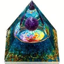 1 pieza Pirámide de arte orón, hecha de cristal de aventurina azul, adecuada para la decoración del hogar, adorno de escritorio, regalo de vacaciones y cumpleaños para familiares y amigos