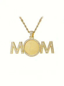 1PC Custom Photo Necklace, Personalized MOM Letter Pendant Necklace Jewelry, Gift For Family, Mother's Day Gift, Personalized Customized Holiday Gift, Personalized Birthday Gift Memorial Gifts