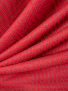 男士时尚休闲套装，拉链式 Polo 衫和短裤，数码印花 - 紅色 - 查看 5