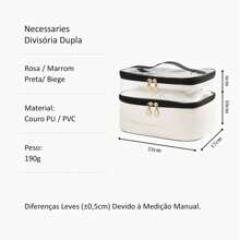 Ahania Double Layer Toiletry Bag Double Divider Transparent Waterproof Makeup Organizer Portable Travel Toiletry Large Capacity - màu đen - Xem 9